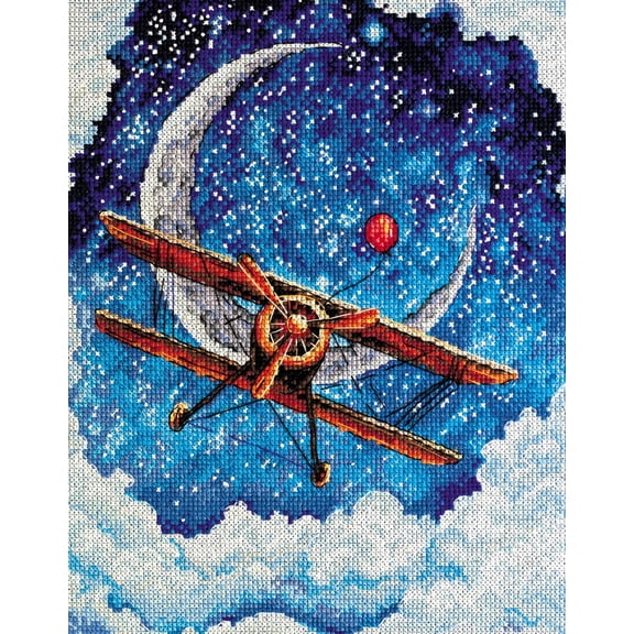 Wizardi Cross-Stitch kit - Above The Clouds. Beginner Embroidery Kit for Adults. Cross-Stitch Supplies. Needle, Canvas, Scheme, Floss and Floss Organizer Kit. AH-093 Abris Art