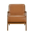 thumbnail image 2 of Walnut Finish Sleek Design Accent Chair Brown Faux Leather Upholstery Modern Living Room Furniture 1pc, 2 of 5