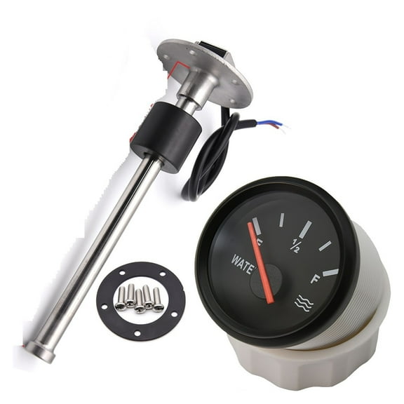 52mm Red Light Water Level Gauge With Water Tank Level Indicator 100mm 200mm 250mm 400mm Water Sender Unit For Car Boat 12V/24V ,High Precision