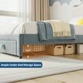 thumbnail image 2 of Versatile Colorful Comfort - Twin Upholstered Platform Bed Frame with Headboard & Storage Drawer - SolidColor Wood Slats, Noise-Free, Easy Assembly, No Box Spring Needed - Blue and White, 2 of 7
