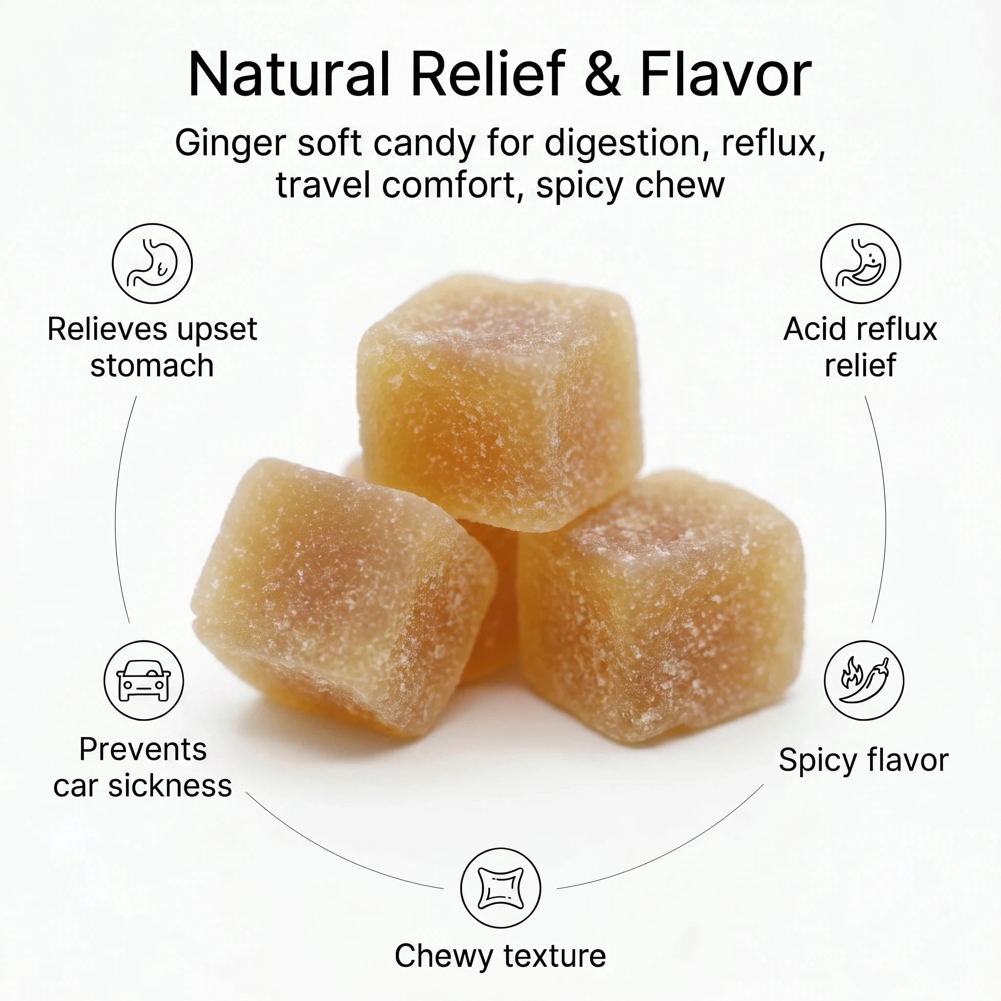 Kabeis Ginger Flavored Chews Chewy Gummy Candy Party Size – 14.46 oz Bulk Bag