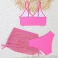 thumbnail image 4 of TOWED22 Girls Swimsuits Bikini Set Kids 3 Piece Swimsuit Criss Cross Bathing Suit Girls' Swimwear 7-12Y(Hot Pink,8-9 Y), 4 of 6