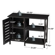 Herture Fish Tank Stand with Cabinet, 40-50 Gallon Aquarium Stand, Heavy Duty Metal, Turtle Tank, Reptile Terrarium 850LBS Capacity ,Black