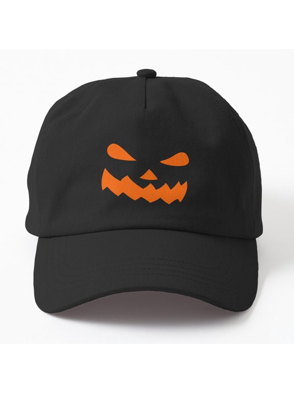 Halloween Mad Pumpkin Face Baseball Cap, Spooky Graphic Design