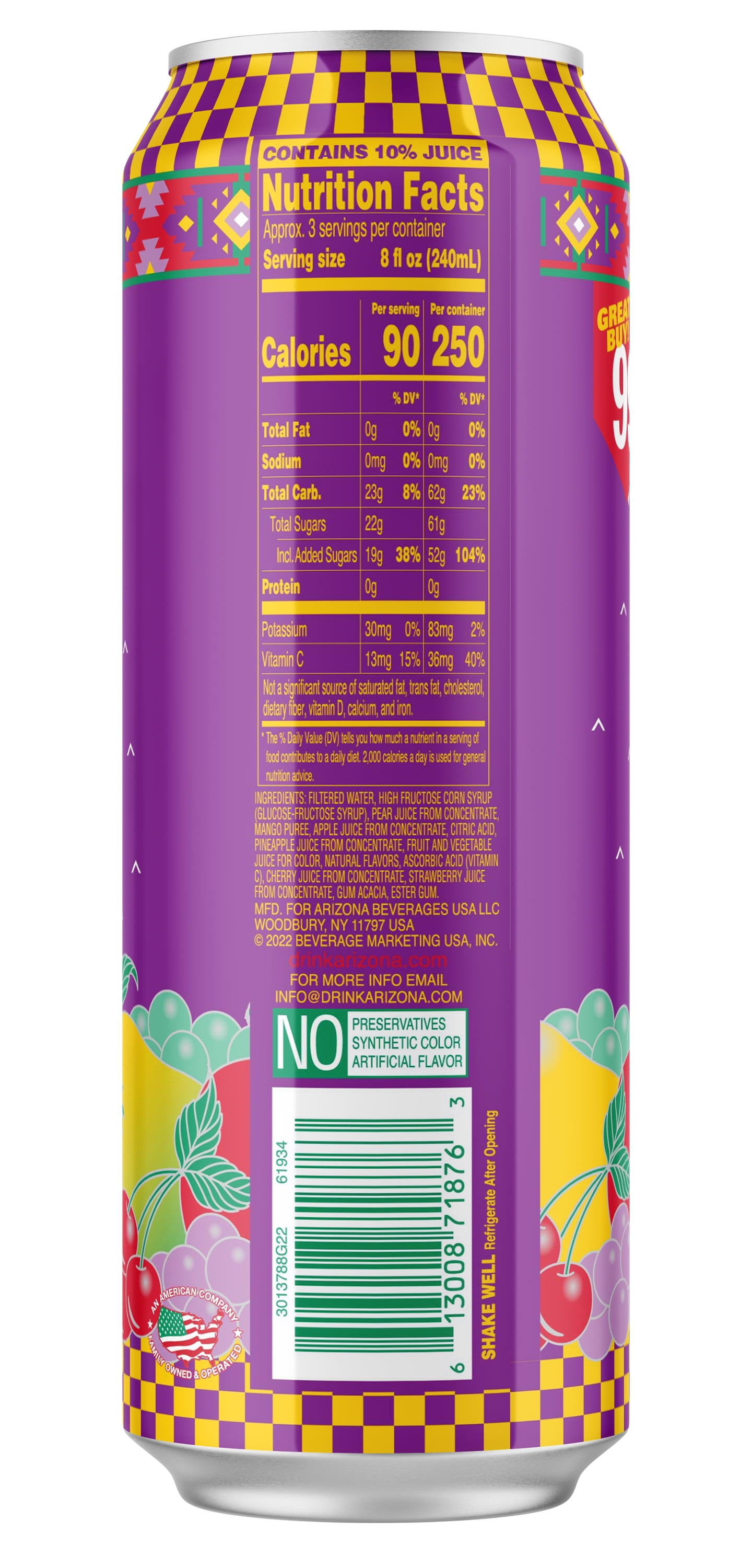 Arizona Fruit Punch Juice Cocktail, 23 Fl. Oz.