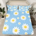 thumbnail image 2 of Erosebridal Rustic Groovy Sheet Set Twin, Daisy Flower Bedding Sets Twin Size, Blue 3-Piece, 2 of 7