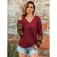 thumbnail image 4 of Women's Casual Lose Daily Ritual Stretch V-Neck Pullover Sweater, 4 of 6