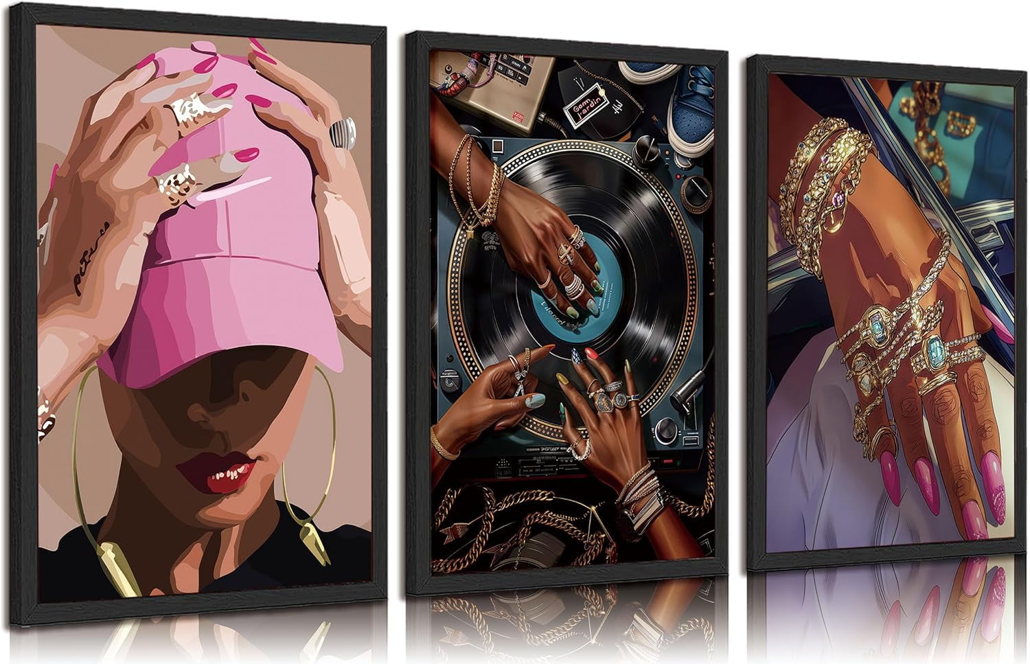 Hieng Canvas Wall Art Painting African Woman Pictures Modern Gold Black  Woman Holding Gold Jewelry Posters Prints Artwork Home Decor for Living  Room Bedroom Office Unframed - Walmart.com