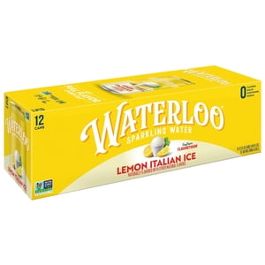 Waterloo Lemon Italian Ice Sparkling Water, 12 fl oz, 12 Pack