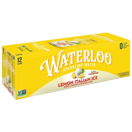 Waterloo Lemon Italian Ice Sparkling Water, 12 fl oz, 12 Pack