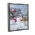thumbnail image 4 of Stupell Industries Reindeer & Snowman Landscape Landscape Painting Gray Floater Framed Canvas Art Print Wall Art, 17 x 21, 4 of 10