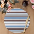 thumbnail image 3 of Blue Brown Striped Round 15 Inch Placemats Set of 6, Farmhouse Stripes Modern Abstract Art HeatResistant Non Slip Place Mats for Dining Table, Wipeable Braided Kitchen Table Mats for Housewarming, 3 of 9