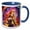 Blue/White, variant on 3drose, Cat Woman. Stunning Redhead Cat Girl Against the Purple Colors Gift, 15oz Two-tone Red Mug