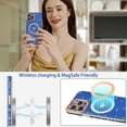 thumbnail image 2 of Compatible with iPhone 12 Pro Max Magnetic Case，Glitter Case with Love Heart, Luxury Plating Cute Bling, Compatible with MagSafe,Clear Slim Shockproof Phone Cover for Women Girls.（Blue）, 2 of 13