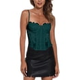 thumbnail image 4 of Liacowi Women Sexy Spaghetti Strap Bustiers Crop Top Mesh Patchwork Sheer Tank Tops Vintage Vests Low Cut Slim Fit, 4 of 6