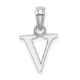 thumbnail image 1 of Diamond2Deal 14K White Gold Block Letter V Initial Pendant for Women, 1 of 6