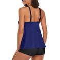thumbnail image 2 of WREESH Womens Tankini Swimsuit Swimsuit Solid Tank Top Two Piece Bathing Suit with Shorts Swimwear Beach Bathing Suit Blue, 2 of 8