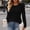 Black, variant on BRGZLK Puff Long Sleeve Shirts Women Lightweight Crew Neck Ribbed Knit Sweaters Solid Color Soft Cozy Warm Business Casual Base Layer Tops Light Blue XL