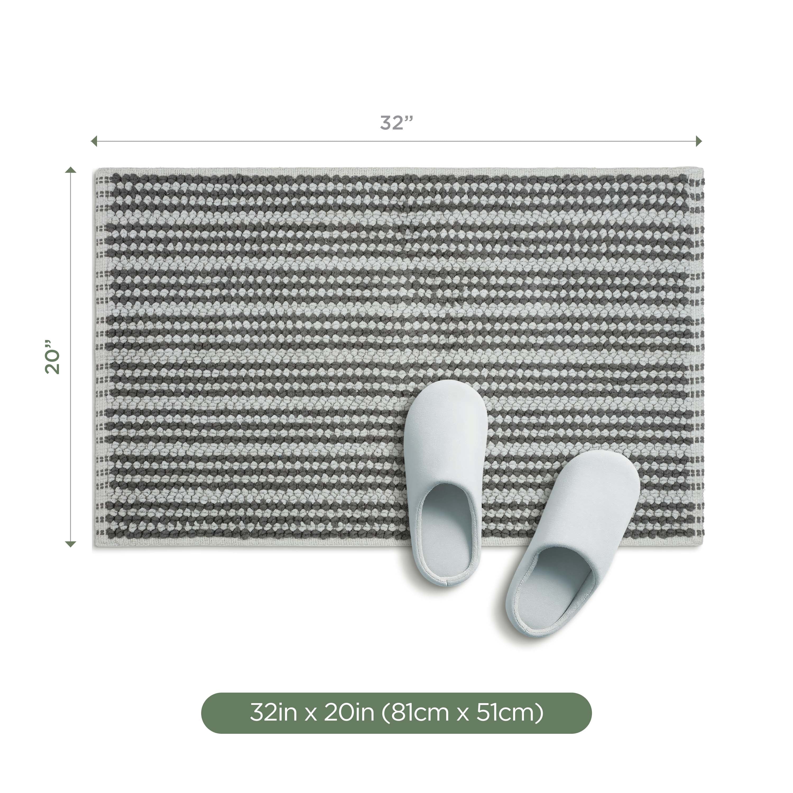 Martex Restore Stripe Cotton Bath Rug, 20" x 32", Charcoal