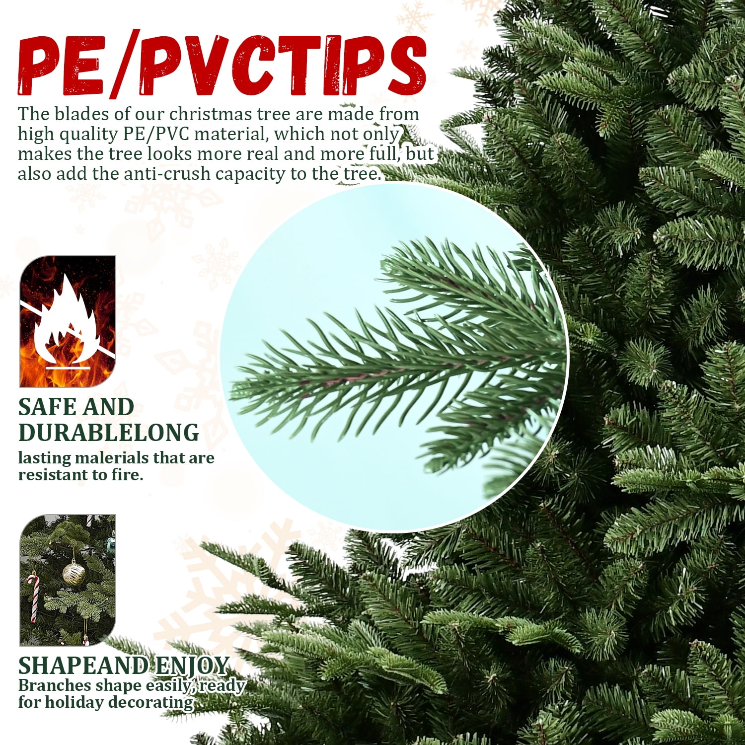 8ft Lush Christmas Tree 2257 Tips Hinged Branches Metal Stand Indoor Holiday Decor
