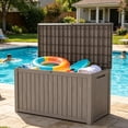 thumbnail image 6 of KAMEROUT 180 Gallon Resin Deck Box, Package Delivery Box with Lockable Lid, Waterproof Outdoor Storage Box For Garden Tools, Patio Cushions, Brown, 6 of 6