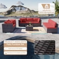 thumbnail image 2 of ALAULM 9 Pieces Patio Conversation Furniture Set Outdoor Sectional Sofa Sets W/Cushions Brown PE Rattan, Red, 2 of 7