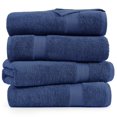 thumbnail image 2 of Juego de toallas de baño LANE LINEN 100% algodón, paquete de 4 unidades, 35 x 66 cm, azul marino, 2 of 9