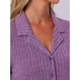 thumbnail image 5 of INSPIRE CHIC Women's Lounge Set Knit Soild Pajama Set Short Sleeve Full Length PJ Set S Purple, 5 of 6