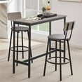 thumbnail image 3 of 3 Pcs Bar Dining Table Set, Minimalist Style Bar Table With 2 Bar Stools PU Soft seat with Backrest Footrest for Dining Room, Kitchen,Grey,43.31"L x 15.75"W x 35.43"H, 3 of 7
