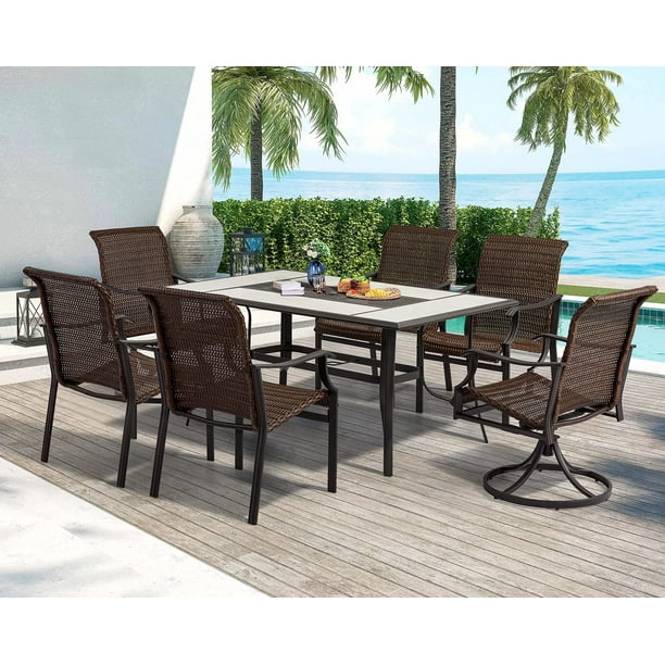 Yoleny Patio Dining Set 7 Piece for 6, Outdoor Dining Set 64