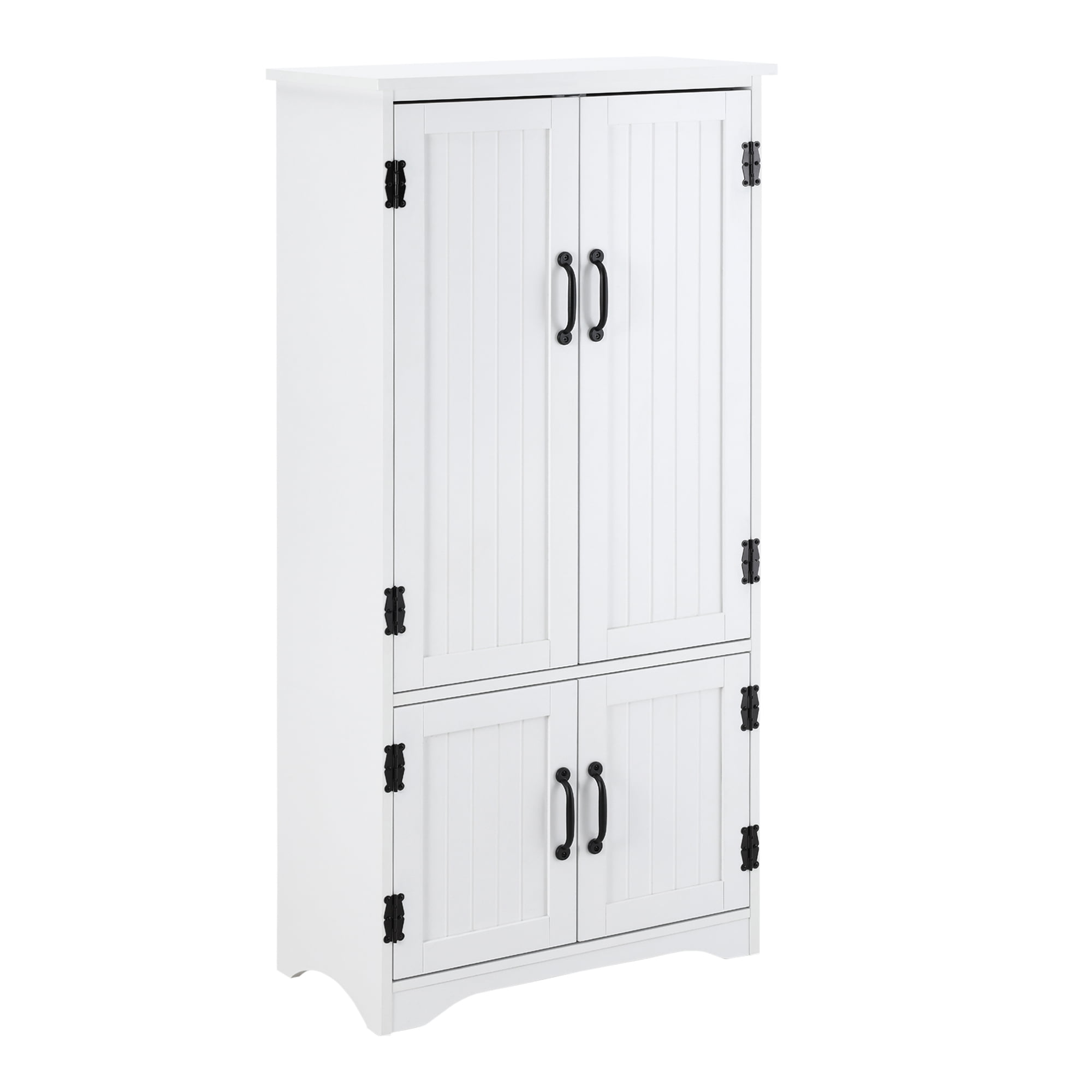 HOMCOM Kitchen Pantry Cupboard Wooden Storage Cabinet Organizer Shelf White 