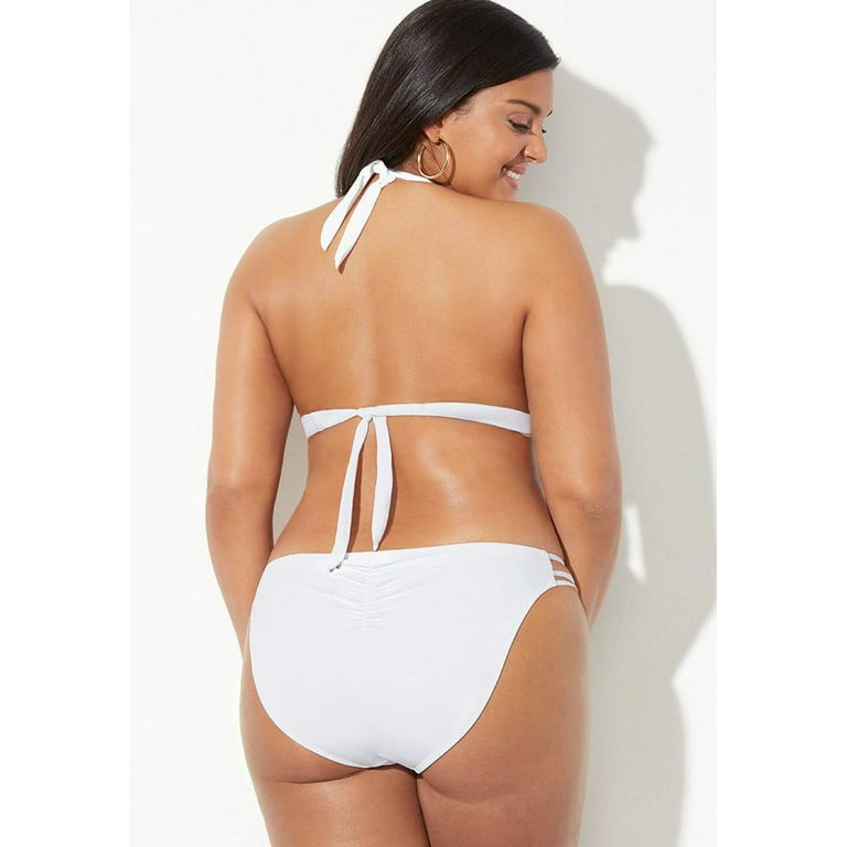 Swimsuits For All Women's Plus Size Beach Babe Triangle Bikini Set 18  White, White 