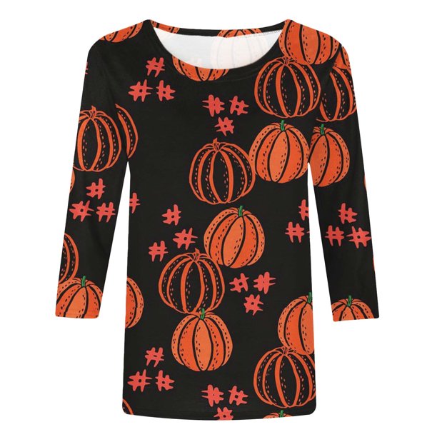 Puntoco Camiseta Suelta con Estampado de Moda para Mujer Camisa de Manga de Siete Puntos Camiseta Informal con Cuello Redondo Puntoco Puntoco-2925