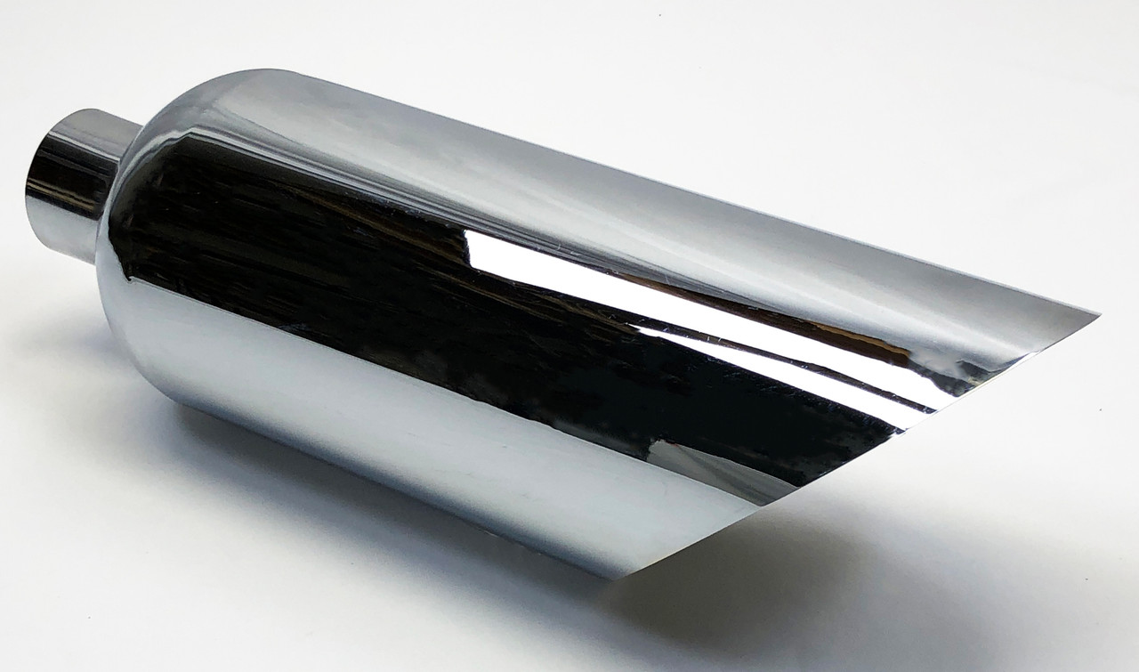Exhaust Tip 6.00" Outlet 2.50" Inlet 18.00" Long Slant 304 Stainless Chrome Plated WCHRSS60018-250-S Wesdon Exhaust Tip