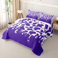 thumbnail image 3 of Manfei Vintage Cow Spot Bed Spread Queen 3pcs,Abstract Animal Spot Queen Coverlet Set,Violet White,1 Quilt and 2 Pillowcases, 3 of 7