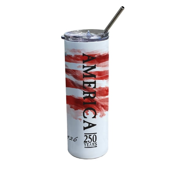 Trend Setters Original (America’s 250th) 20 oz Stainless Steel Travel White Tumbler with Straw SSTUMW0173