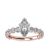 1.35 Carat Excellent Marquise Shape Genuine Diamond Latest Design Solitaire with Accents Engagement Ring for Ladies Solid 18K Rose Gold Size 7.5