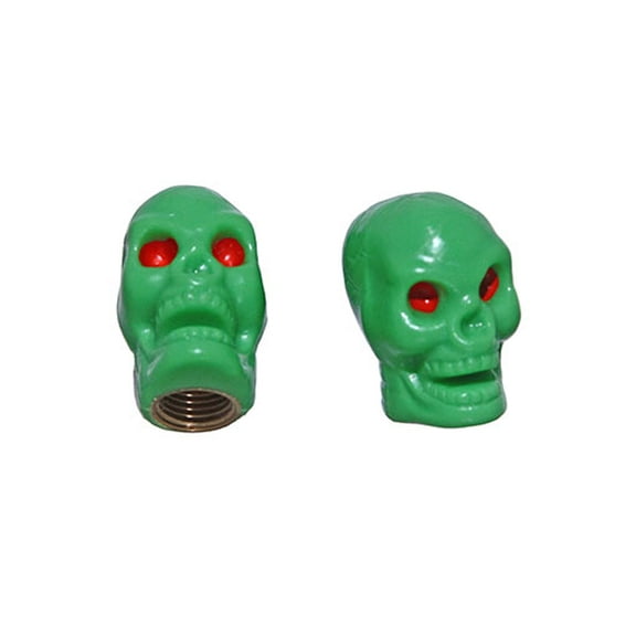 Lowrider bike Skull Head Valve Cap GRN.