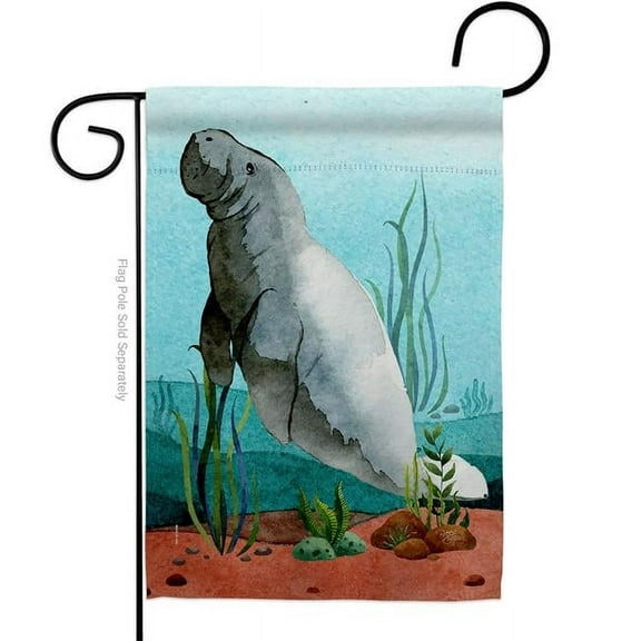 Breeze Decor G157074-BO Manatees Animals Sea Creature 13 x 18.5 in. Double-Sided Decorative Vertical Garden Flags for House Decoration Banner Yard Gift