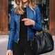 thumbnail image 1 of Chaqueta de cuero sintético para mujer, abrigo básico ajustado con cremallera, estilo clásico para motociclista, primavera y otoño, 1 of 3