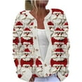thumbnail image 2 of Jsaierl Christmas Cardigan for Women Warm Open Front Comfy Knit Ugly Sweaters Fashion Outfits Long Sleeves Sweater Jacket, 2 of 3