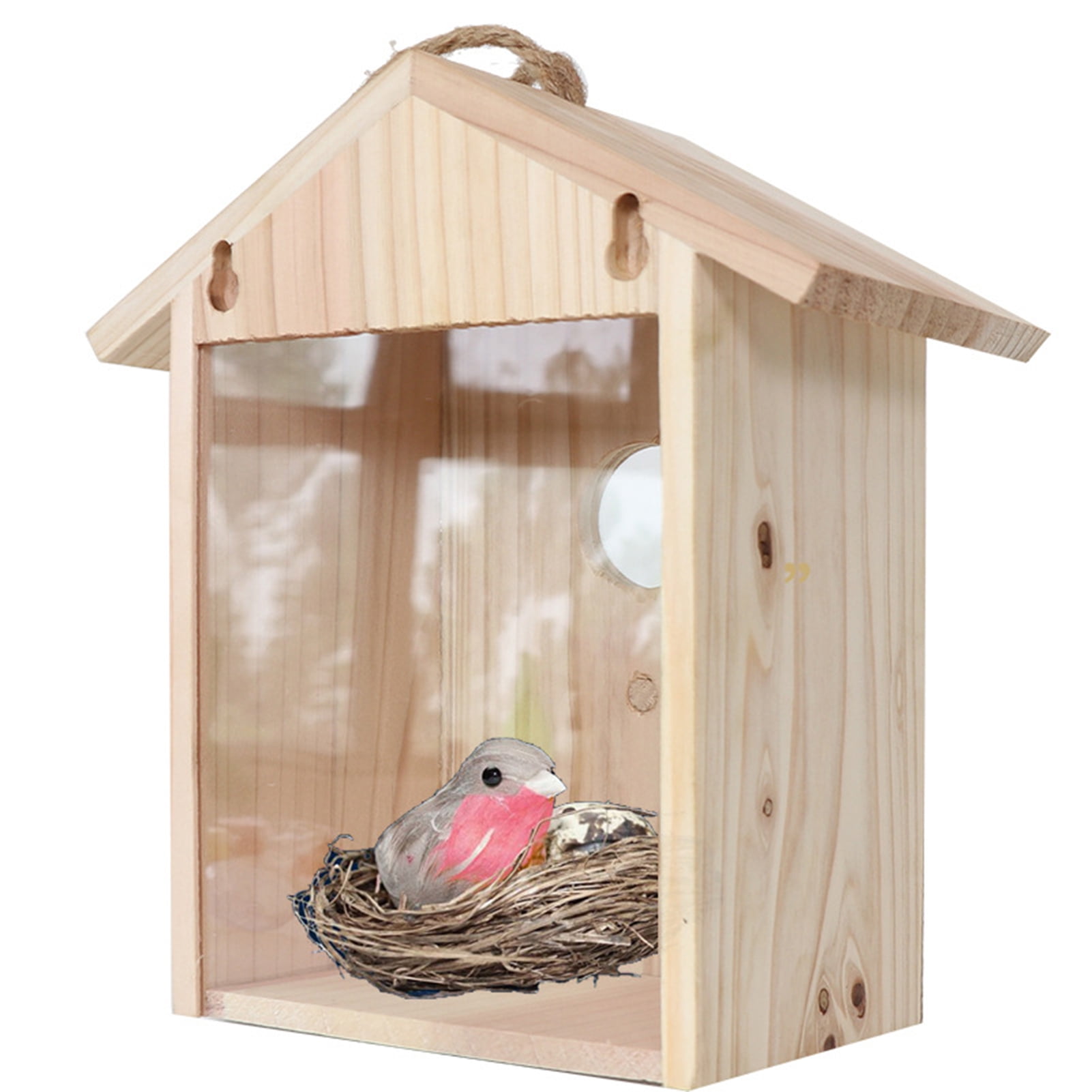 Bird Wooden House Outdoor Hanging Garden Nest Birdhouse Decor Birds Nesting Feed 