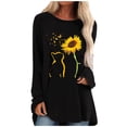 thumbnail image 1 of Camiseta de manga larga informal suelta con cuello redondo y estampado de color liso para mujer Fridja  hj1738, 1 of 4