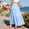 thumbnail image 4 of Tiered Maxi Skirt with Pockets, High Waisted A-Line Long Skirt, Casual Flowy Summer Skirt, 4 of 6
