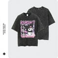 thumbnail image 2 of Anime My Melody T Shirt Oversized Vintage Washed Kuromi T-shirts Retro Streetwear Hello Kitty Cute Girl Tops Tees Women Cotton, 2 of 20