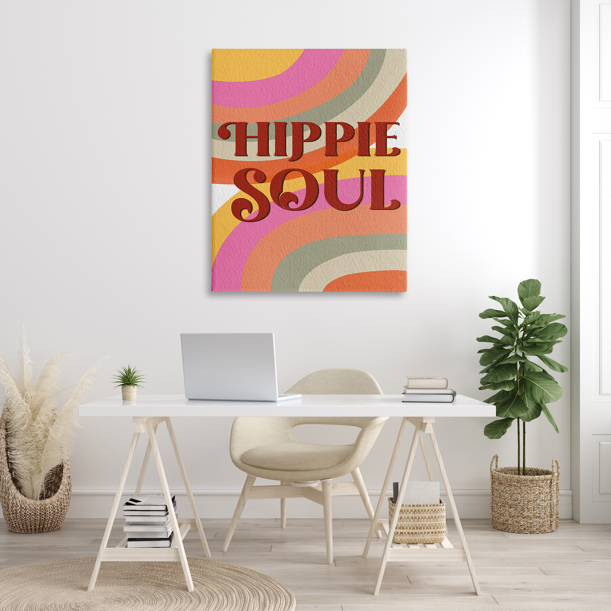 Stupell Industries Hippie Soul Patterned Typography Painting Gallery Wrapped Canvas Art Print Wall Art, 36 x 48