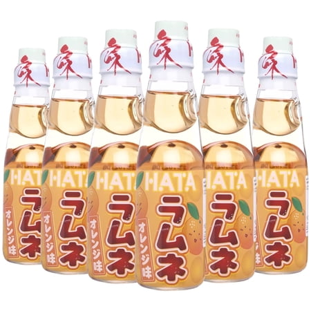 Fusion Select Orange Ramune Japanese Soda - Classic Carbonated Japanese Drinks - Fizzy Ramune Soda Drink from Japan in Codd-Neck Bottles with Marble Stoppers - 6.76 oz, 6-Pack