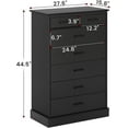 thumbnail image 3 of 7 Drawer Dresser Chest of Drawers for Bedroom with Solid Bottom & “X” Steel Frame, Large Tall Dresser Storage Cabinet for Living Room, Black, 3 of 8