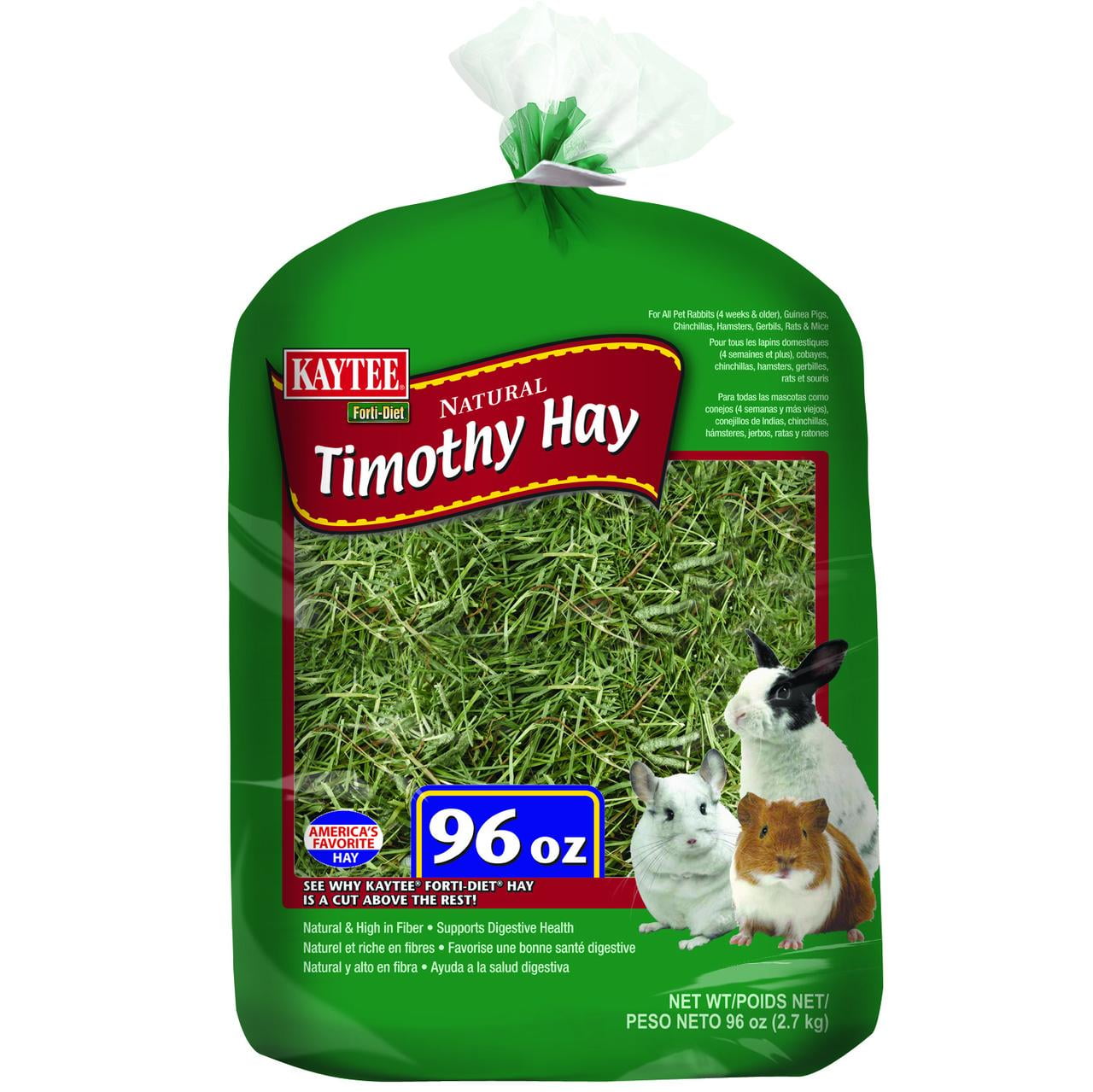 Kaytee FortiDiet All Natural Timothy Hay , 96 ounce