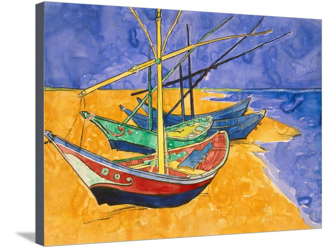 Wall26 68x80 "Fishing Boats on the Beach at Saintes-Maries" Fabric Tapestry 